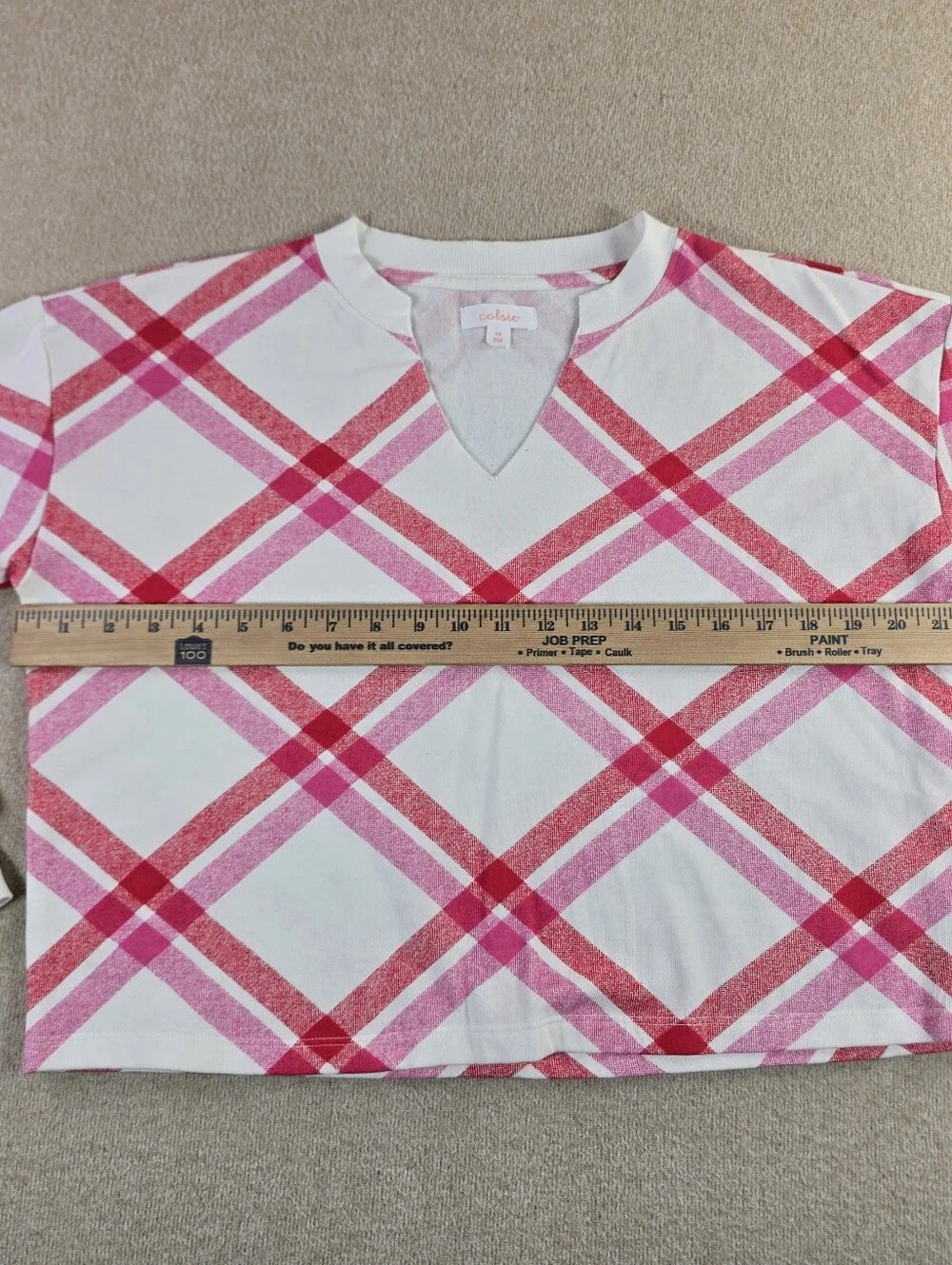 Colsie Womens XS Pink Plaid Pullover Sweatshirt V Neck Long Sleeve NWT - Picture 6 of 7